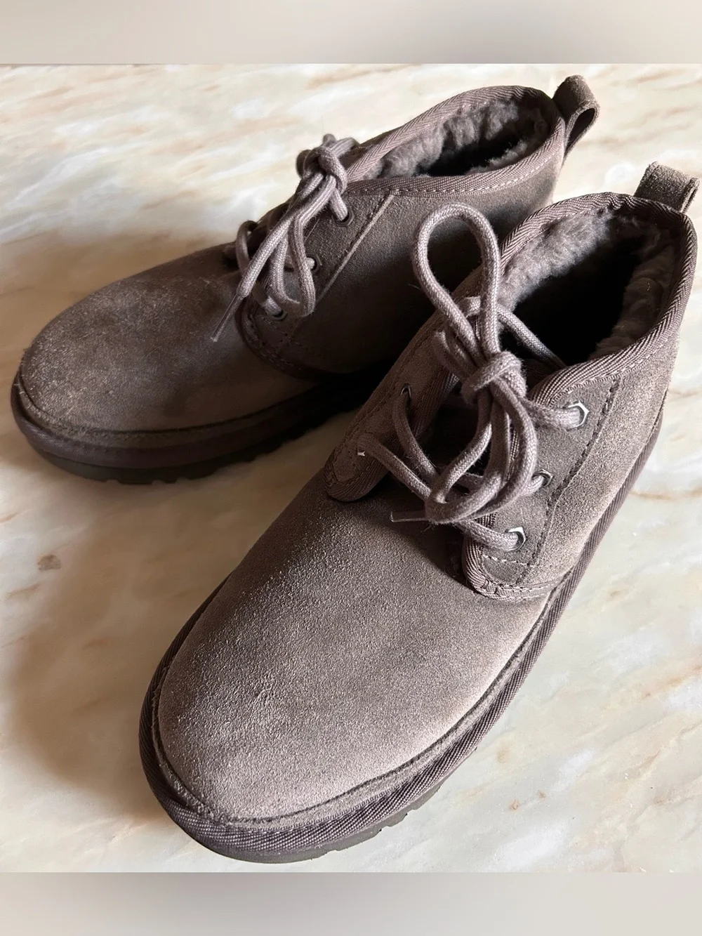 UGG Big Kids' Neumel II Gray Suede Classic Chukka Warm Lace-Up Boots Size 6 Boys